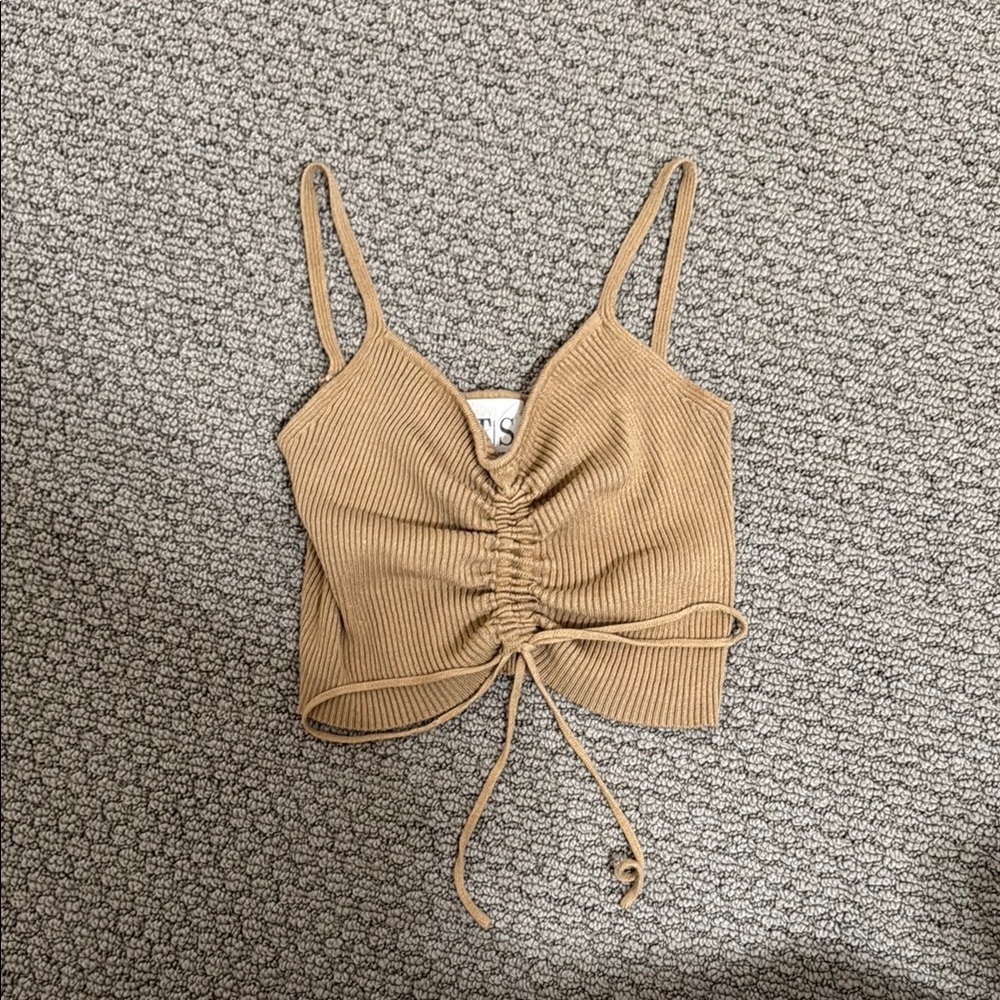 Tan Ribbed Spaghetti Strap Top